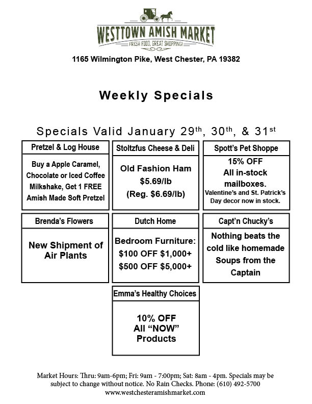 Weekly Specials Jan 29 30 31 2026 new