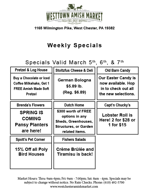 weekly specials Mar 5 6 7 2026