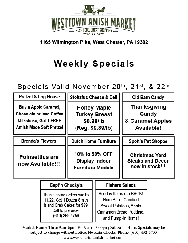 Weekly Specials Nov 20 21 22 2025